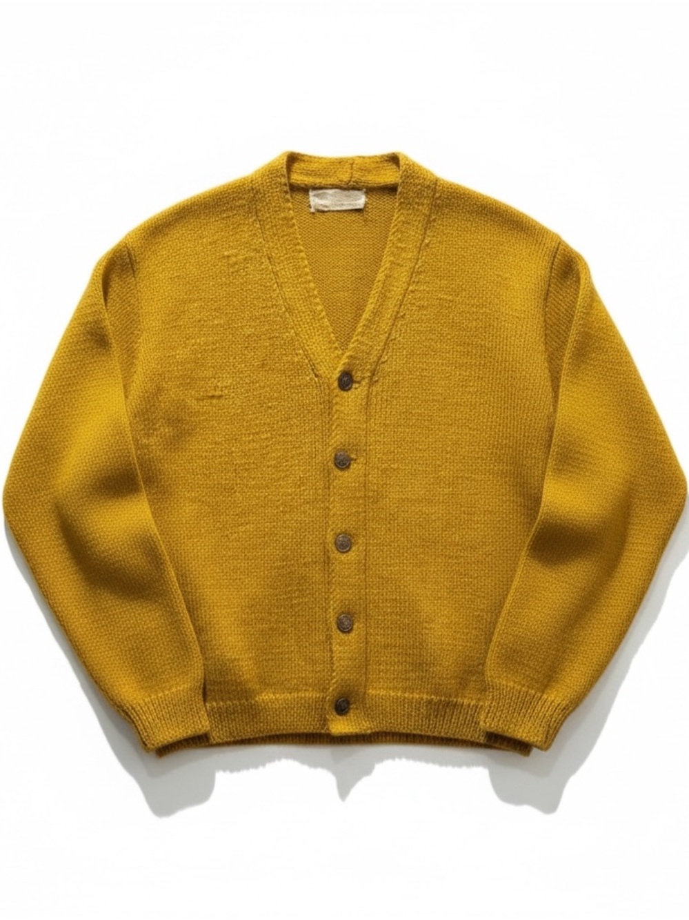Vintage Sears Mustard Wool Cardigan Women’s L Unisex 70s Grandpacore